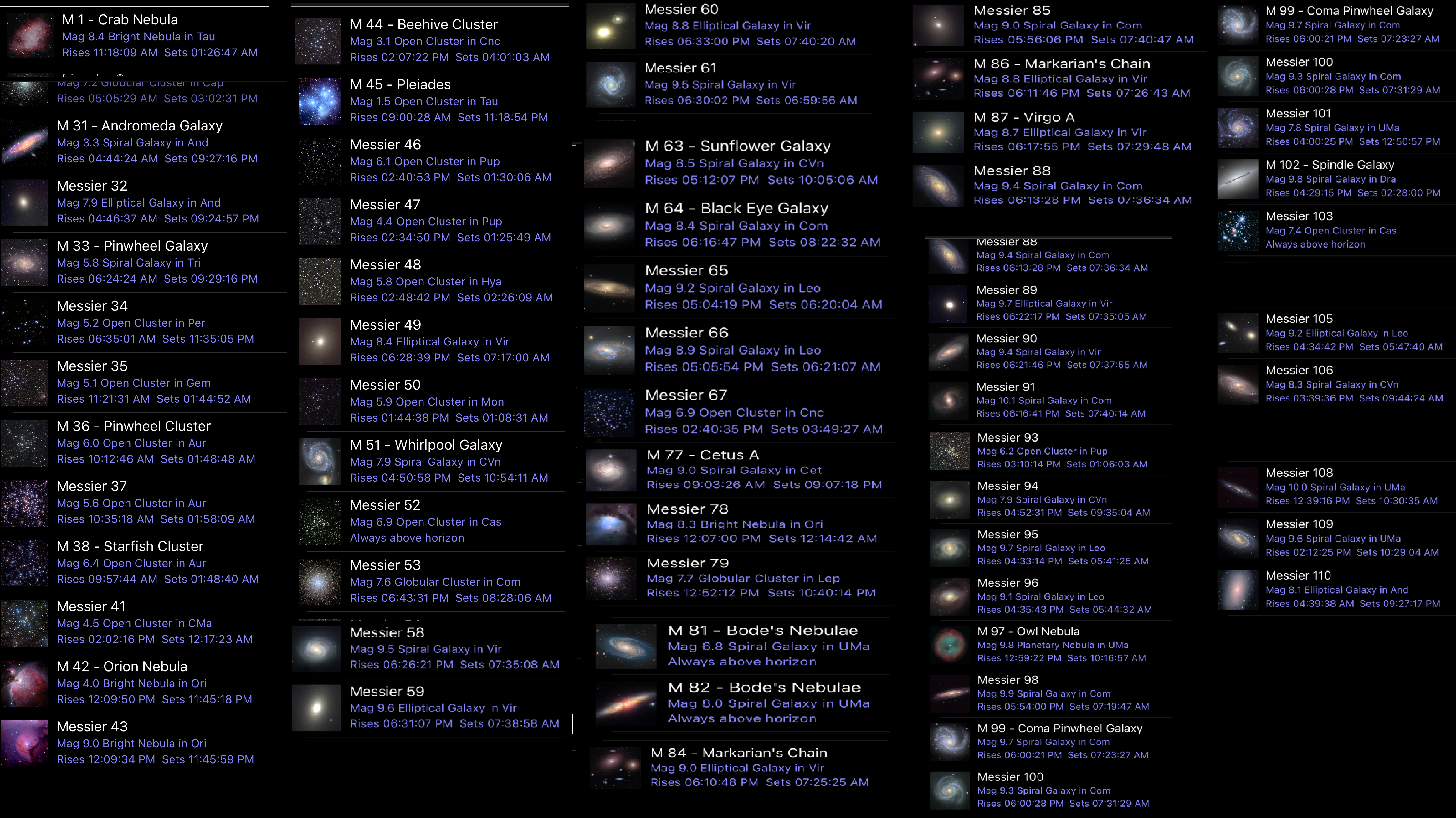 Messiers for March 2021 SoCal Messiers for March 2021 SoCal